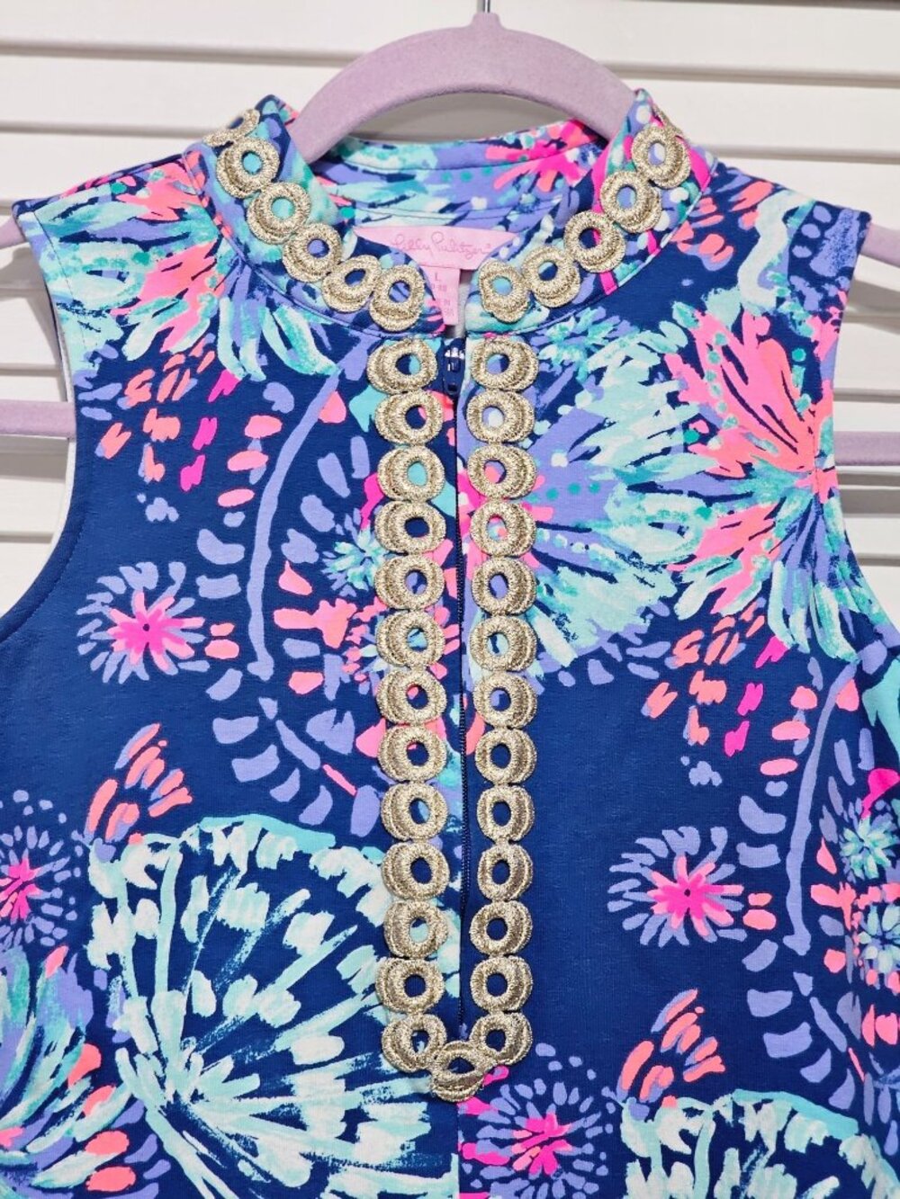Lilly Pulitzer Girls Deep Indigo Gypsea Girl  Sleeveless Dress Size L 8-10 3300 - Picture 3 of 11
